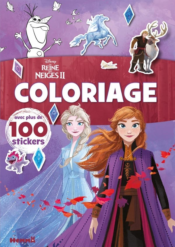 Coloriage avec stickers : Disney La Reine des Neiges 2 - Coloriage avec plus de 100 stickers (Elsa et Anna)