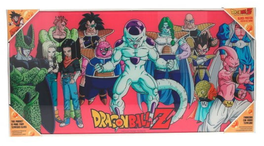 Poster en verre trempé dragon ball z les méchants 60 x 30 cm