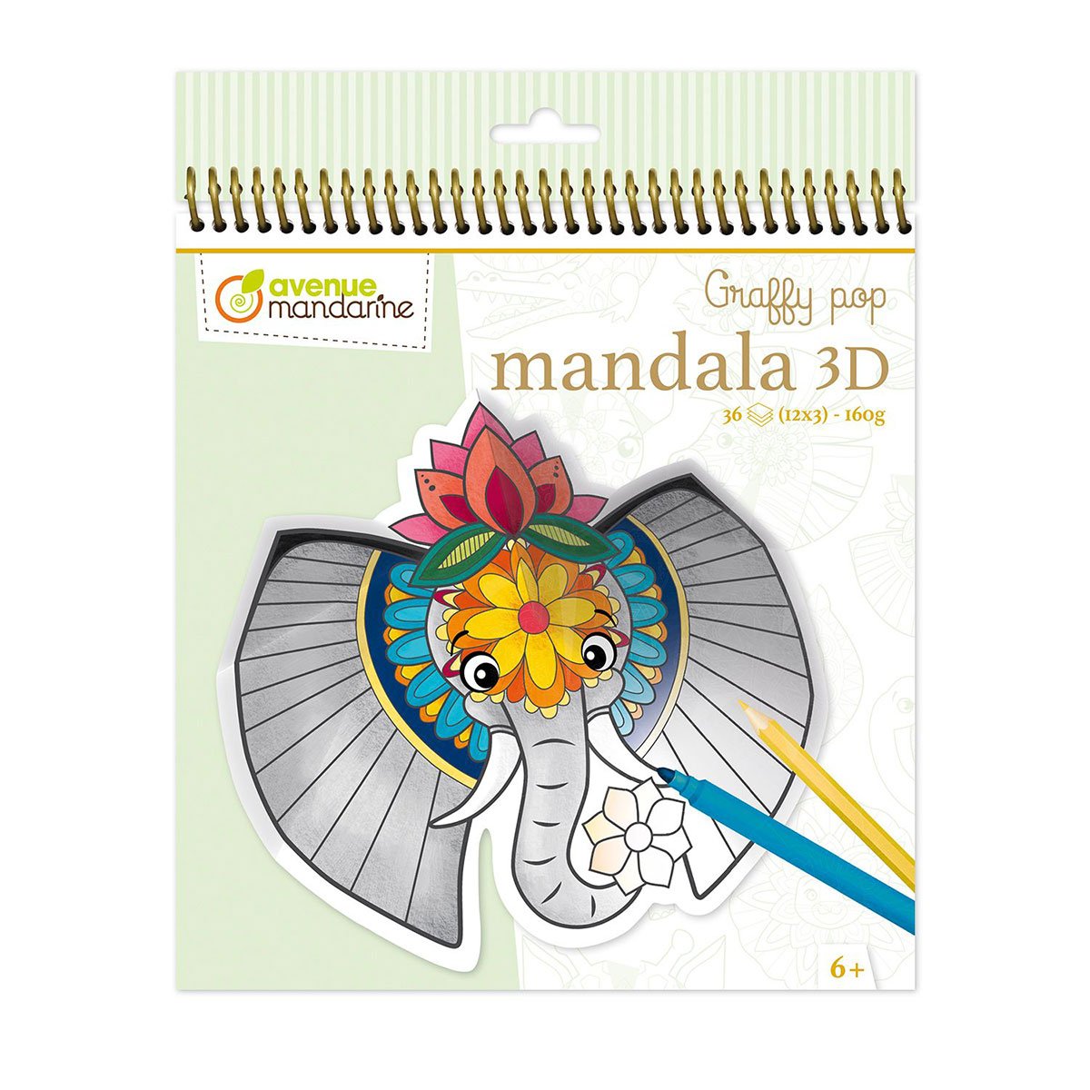 Carnet de coloriage Graffy Pop - Mandala 3D - Animaux