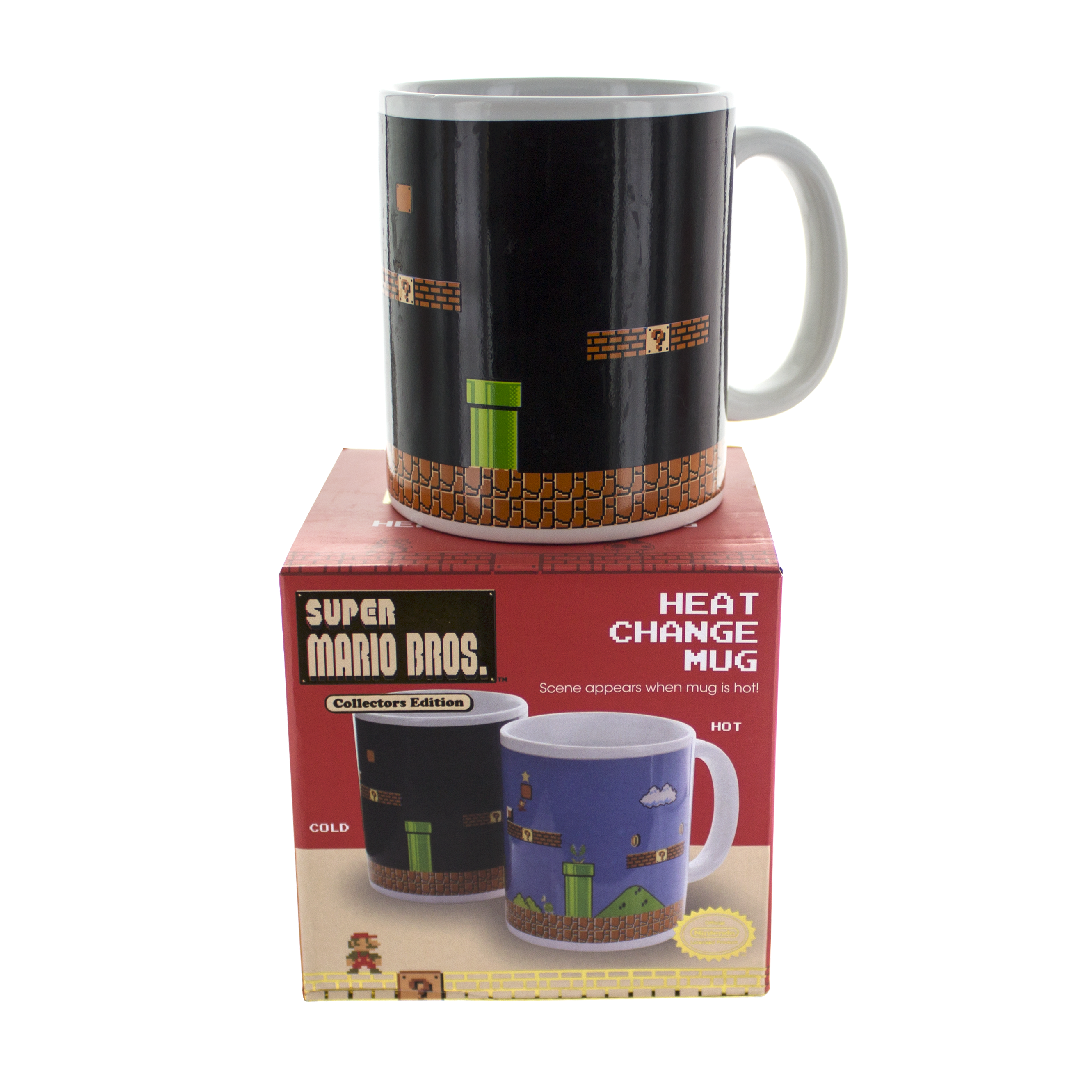 Super Mario Tasse Changeante de Chaleur Marchandise Officielle Révèle Écran Niveau Mario avec Boisson Chaude Cadeau Original pour Gamers Rétro 300ml 10 fl oz