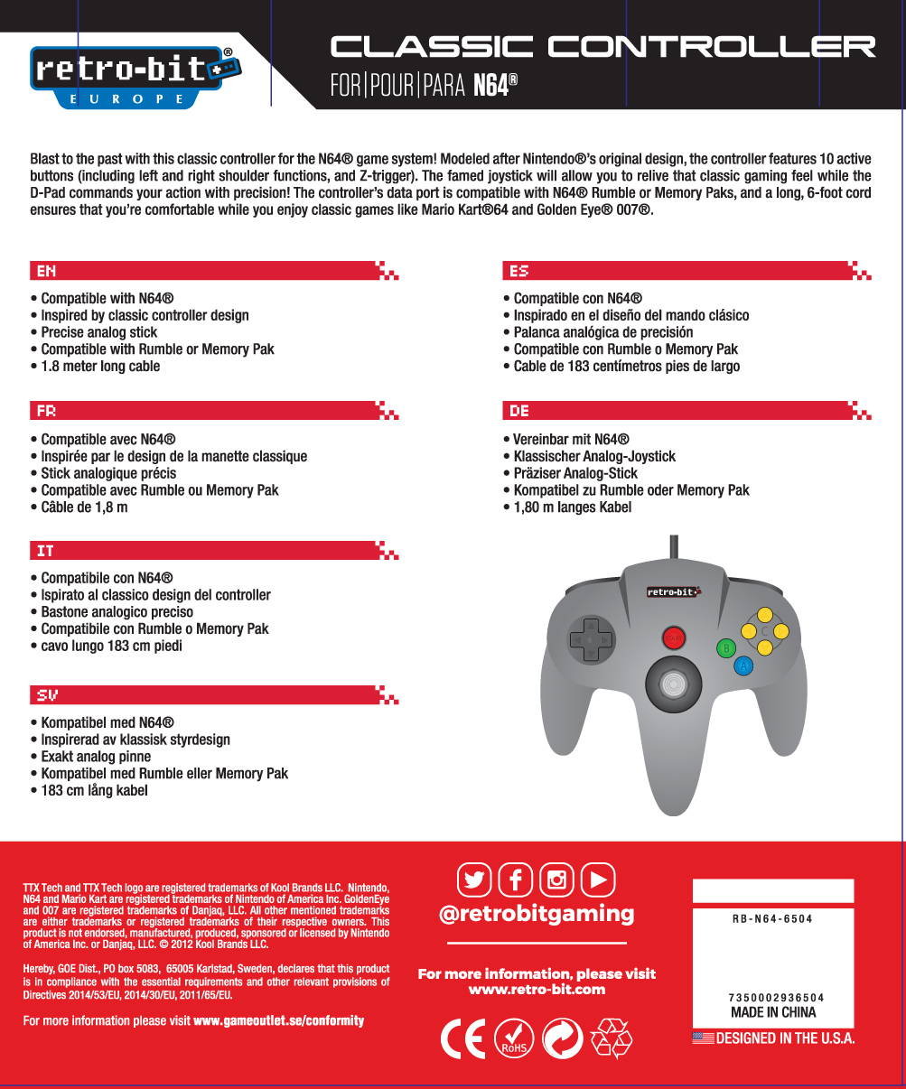 Manette Retro-Bit N64