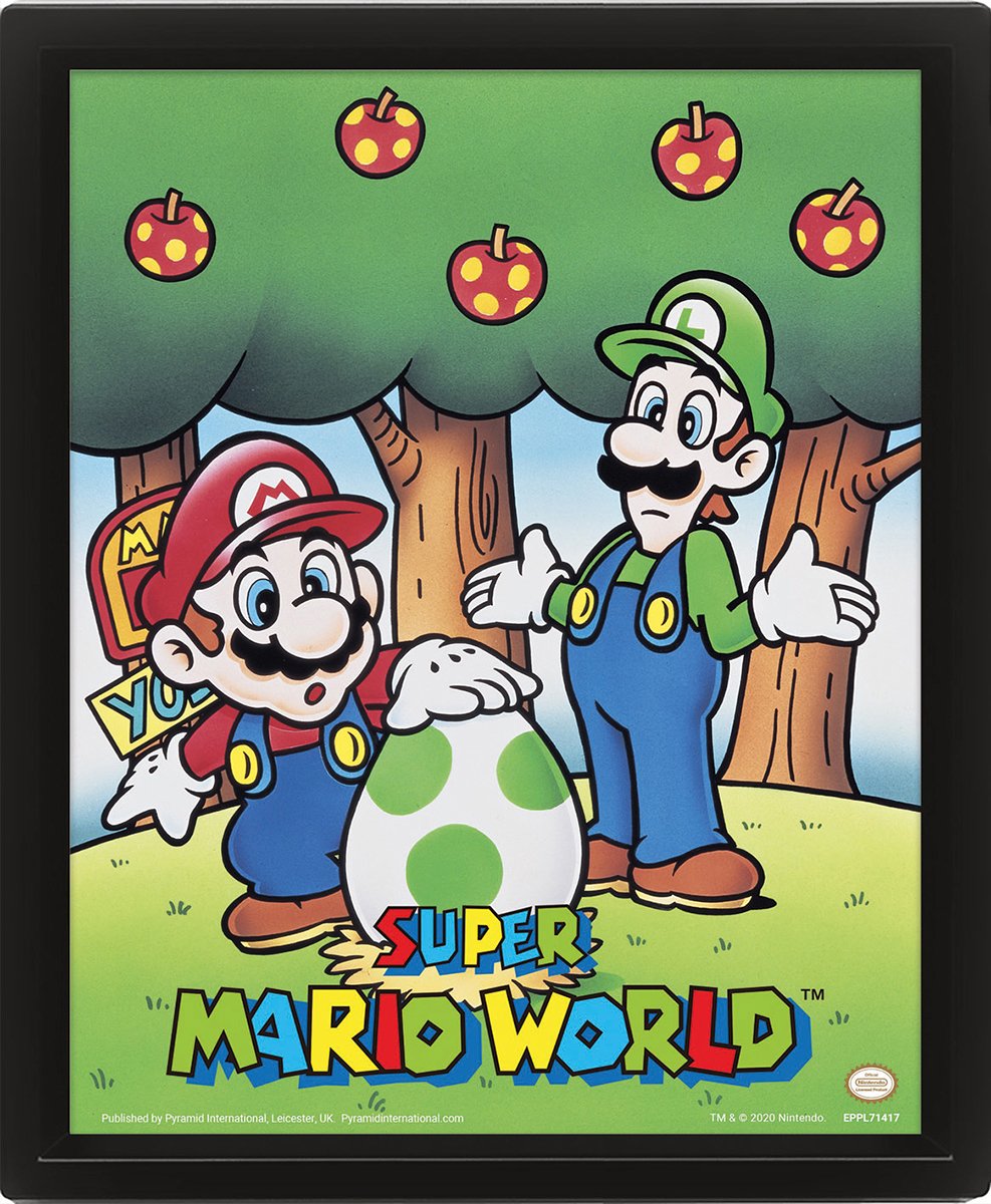 Cadre 3D lenticulaire - Super Mario - Super Mario World Mario et Luigi